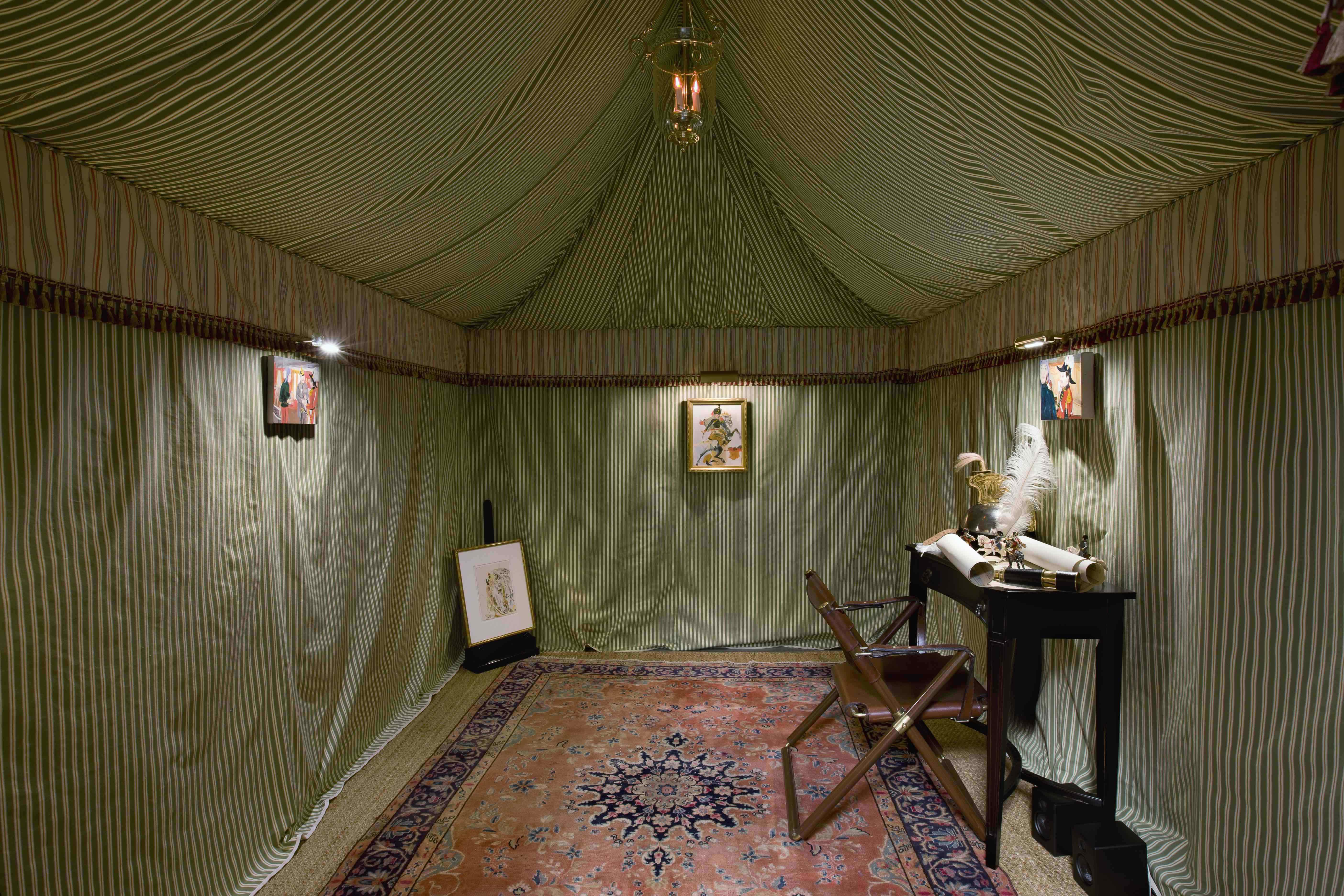 Installation view, the debonair general's fancy tent, 2012