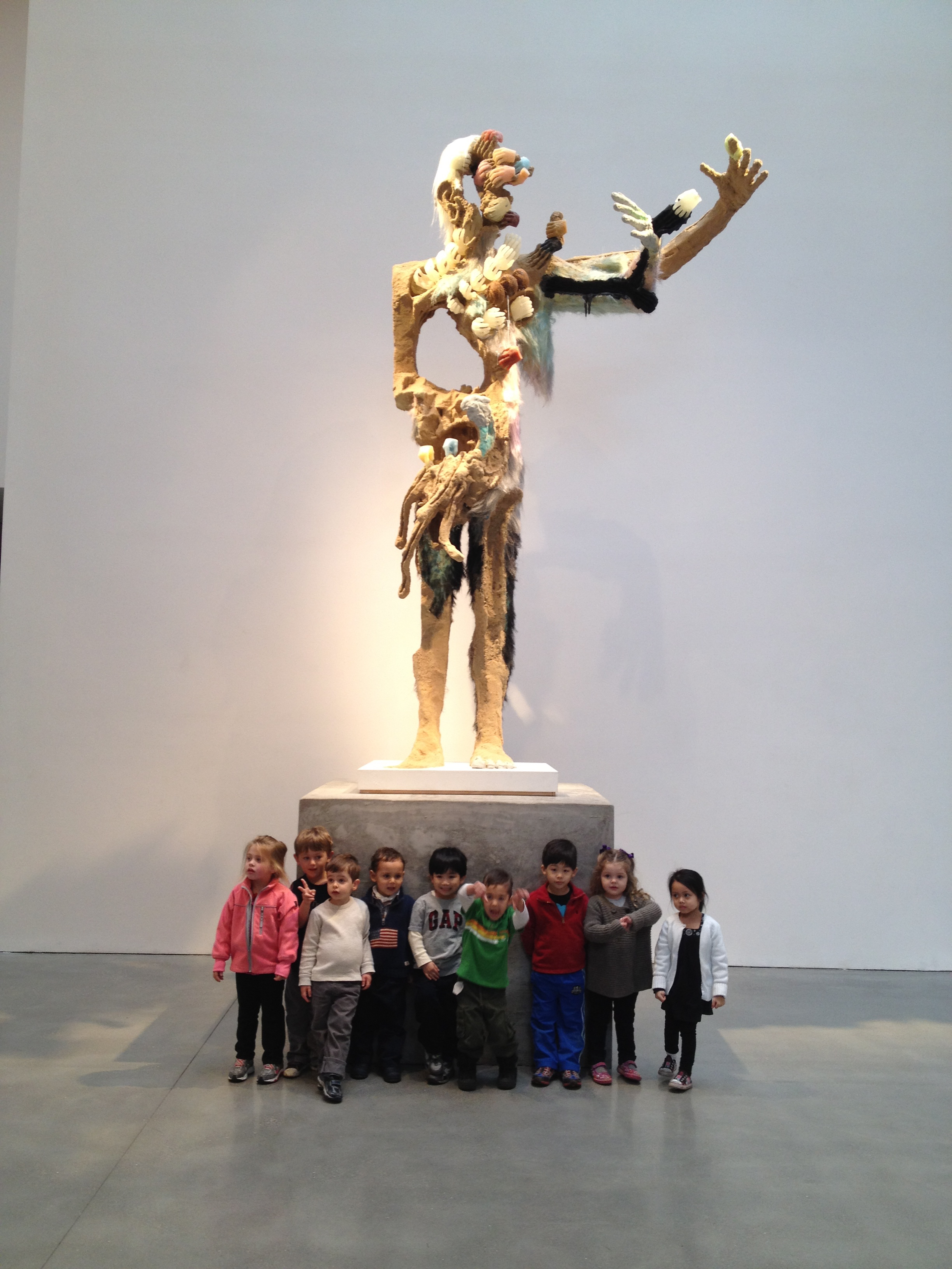 Students visit David Altmejd's exhibition at The Brant Foundation. 