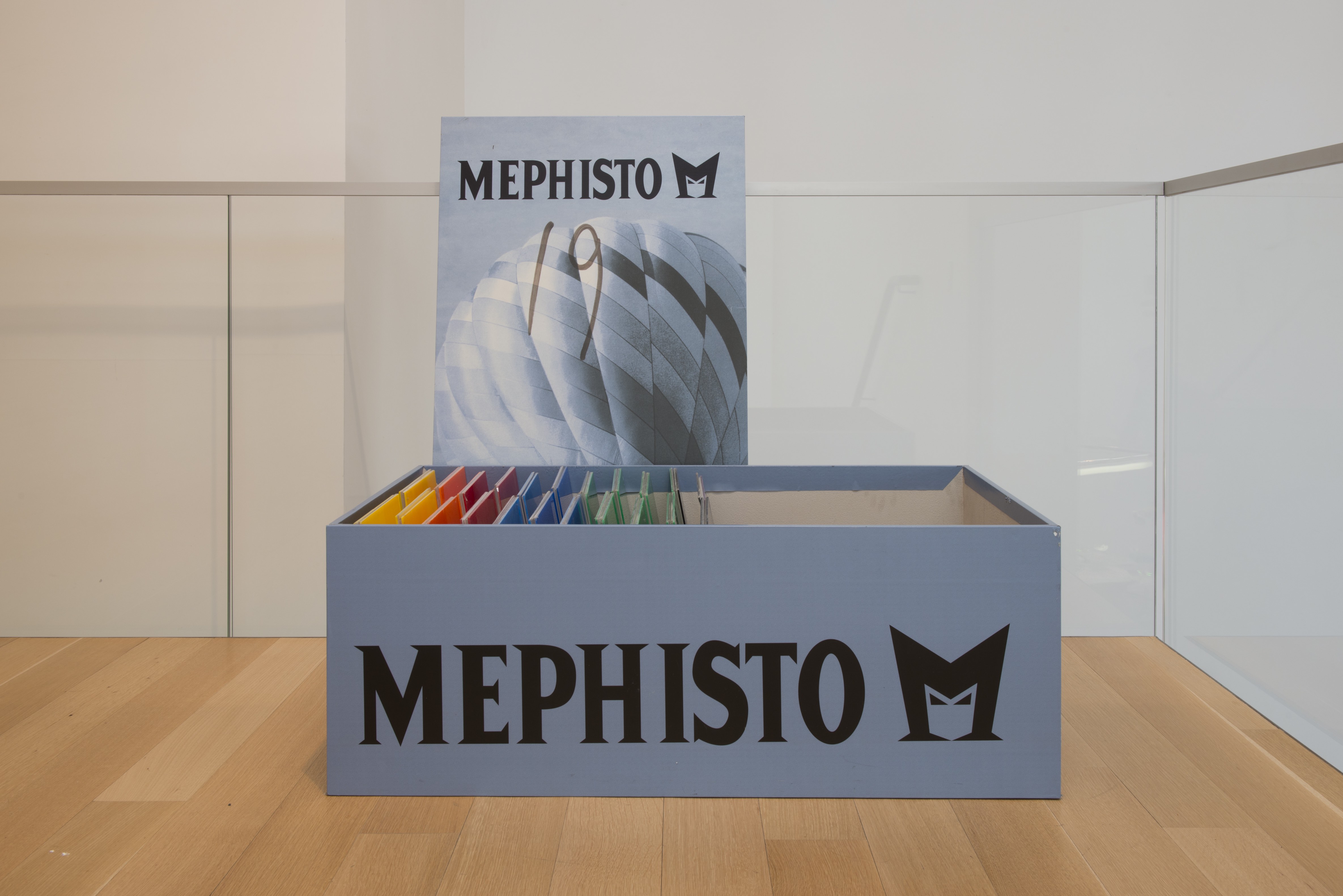 Installation view, Various Original Drawings from Perfect World in Mephisto Shoe Box, 2000
